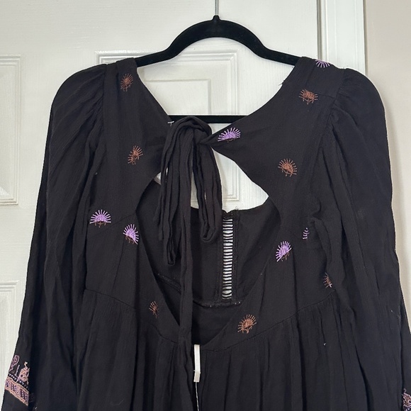 Free People Rhiannon Embroidered Mini Boho Dress Open Back Extra Small NWT - Picture 4 of 9
